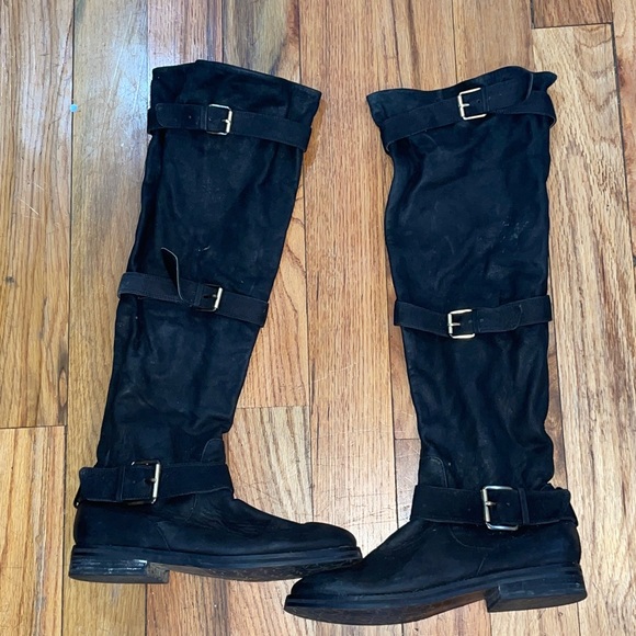 Gentle Souls Kenneth Cole Flat Buckle Zip Boots knee high Edgefield Black 9.5 ** - Picture 3 of 17